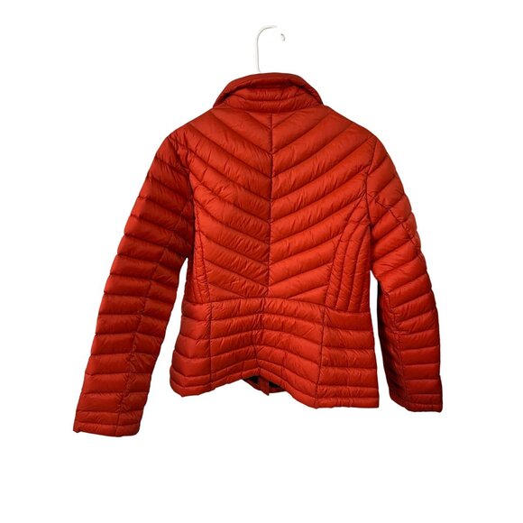 Michael Kors Womens Red Packable Down Fill Jacket Size L Gold MK Zipper Lightwei - Picture 2 of 16